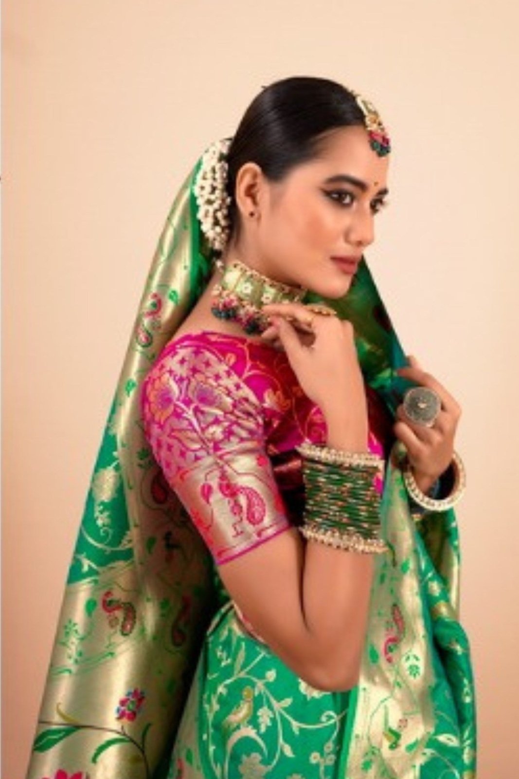 Shailja Green Pure Paithani Silk Zari Weaving Saree