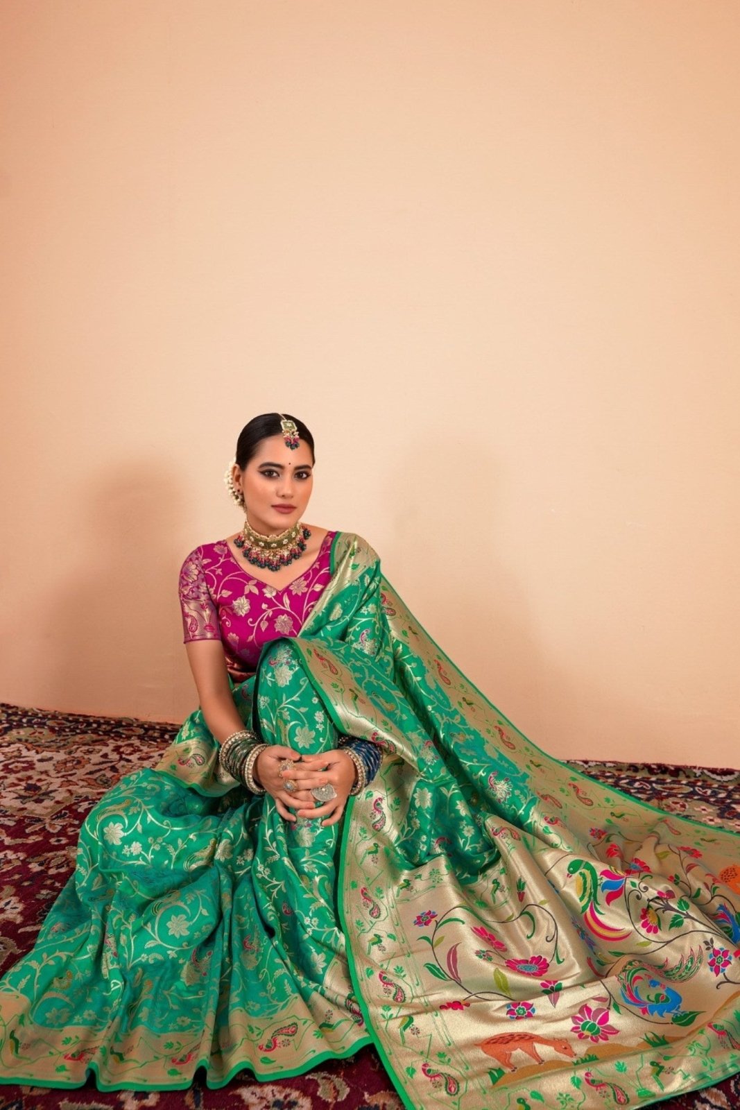 Shailja Green Pure Paithani Silk Zari Weaving Saree