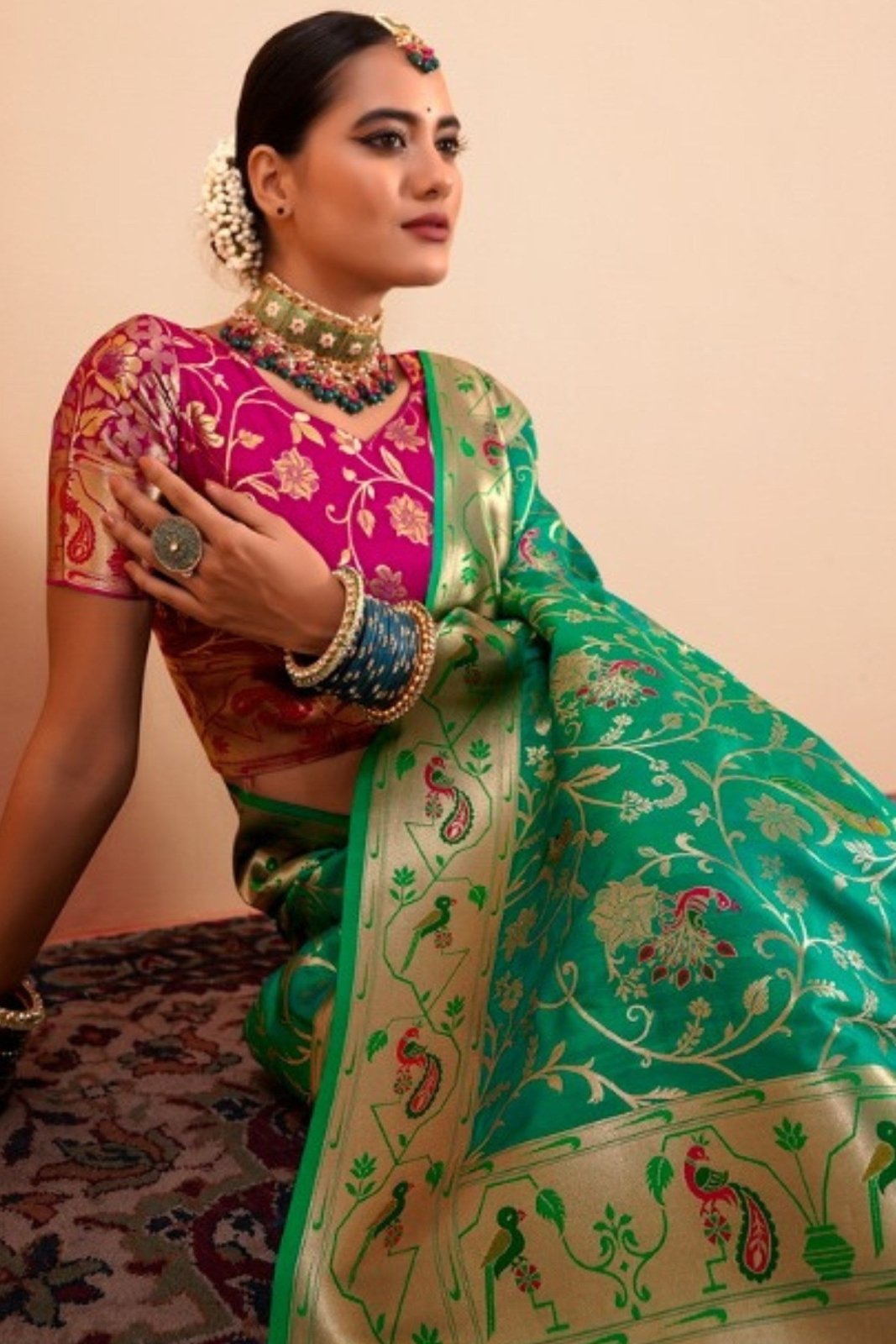 Shailja Green Pure Paithani Silk Zari Weaving Saree
