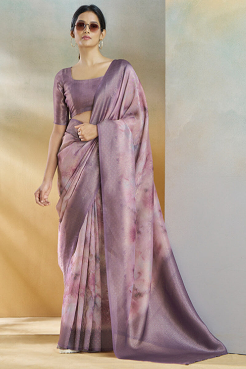 Koral Lavender Handloom Khadi Silk Weaving Saree