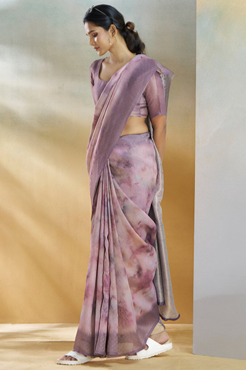Koral Lavender Handloom Khadi Silk Weaving Saree