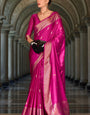 Mungha Hot Pink Banarasi Satin Silk Zari Weaving Saree