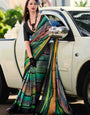 Next Ganeration Olive Darb Pure Satin Silk Digital Printed Saree