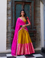 Yellow Narayan Pattu Zari Weaving Work Lehenga Choli