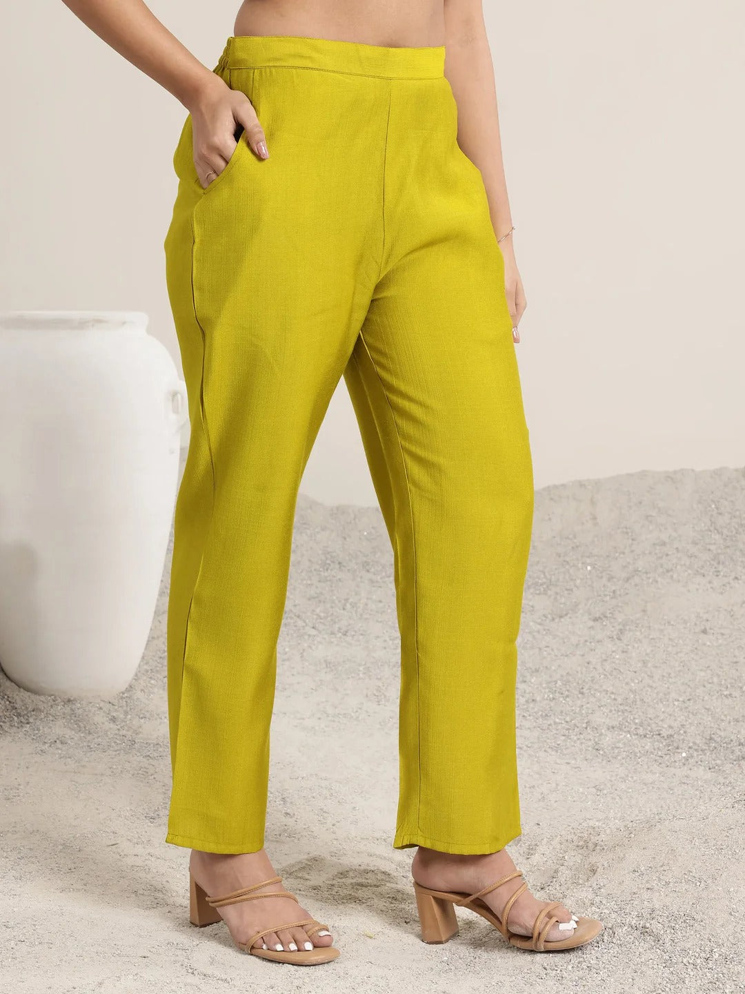 Groovy Mustard Rayon Silk Embroidery Work Suit Set