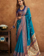 Apsra Blue Banarasi Soft Silk Weaving Saree