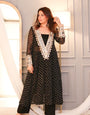 Black Georgette Bandhni Printed With Real Mirror Work Anarkali Suit Set