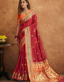 Apsra maroon Banarasi Soft Silk Weaving Saree
