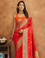 Apsra Red Banarasi Soft Silk Weaving Saree