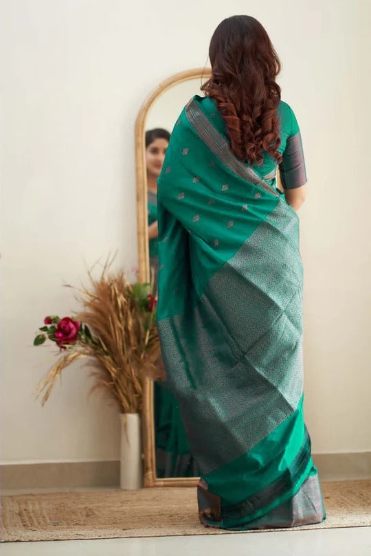 Glamorous Green Soft Silk Weaving Saree