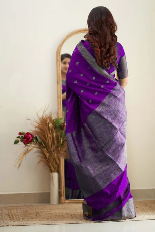 Cherished Purple Soft Silk Weaving Saree