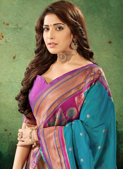 Apporva Sky BluePure Soft Paithani Silk Weaving  Saree