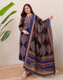 Fairytale Black Cotton Ajrakh Printed Suit Set