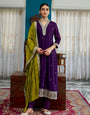 Desultory Purple Vichhitra Silk Embroidery Work Anarkali Suit Set