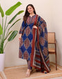 Deserving Royal Blue Cotton Ajrakh Printed Suit Set