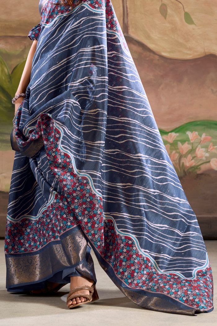 Jamoon Blue Malai Dola Silk Woven Saree