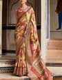Saaria Yellow Dola Silk Printed Saree