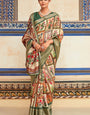 Saaria greenish Beige Dola Silk Printed Saree