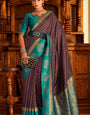 Vrishbha Plum Brown Soft Banarasi Silk Zari Weaving Saree