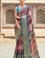 Saaria Oxidized Purple Dola Silk Printed Saree