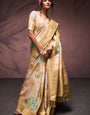 Rangrezza Beige Soft Silk Printed Saree