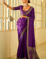 Harmony Purple  Banarasi Satin Silk Weaving Saree