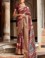 Saaria Wine Dola Silk Printed Saree