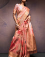 Rangrezza Peach Soft Silk Printed Saree