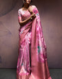 Rangrezza Coral Pink Soft Silk Printed Saree