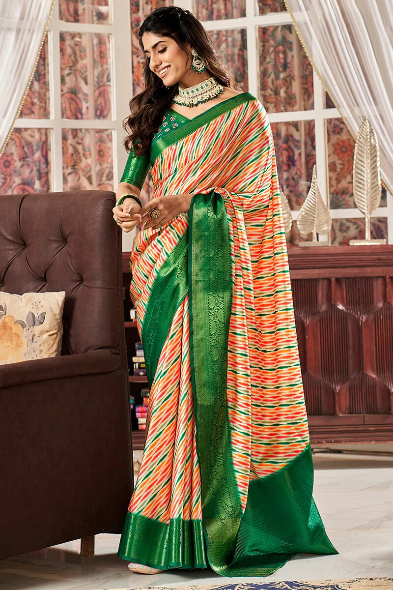 Sunhari Rustic Orchard Pure Satin Silk Printed Saree