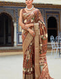 Saaria Charred Brown Dola Silk Printed Saree