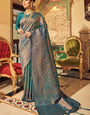 Ananta Teal Blue Kanjivaram Zari Weaving Silk Saree