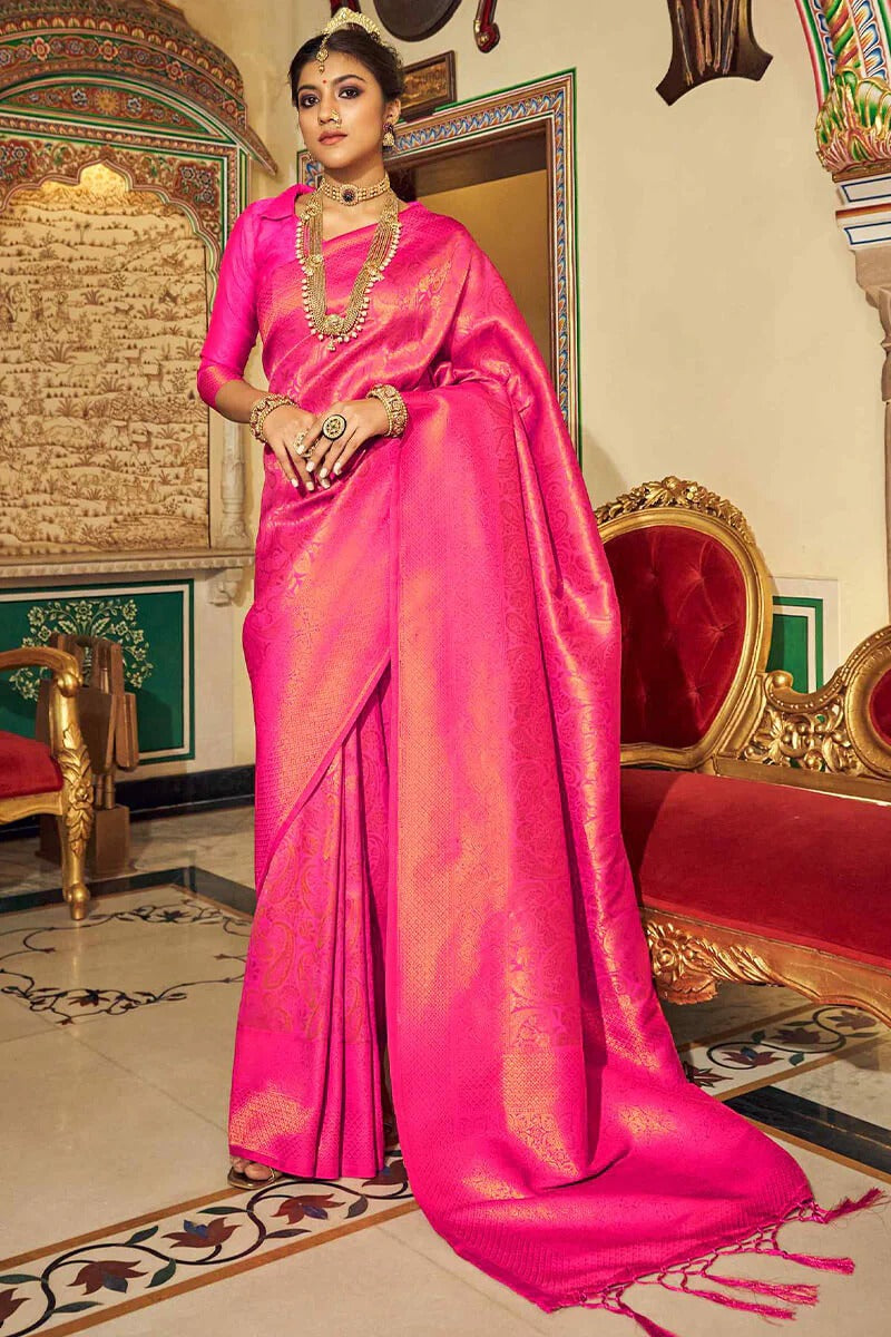 Ananta Pink Kanjivaram Zari Weaving Silk Saree
