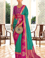 Vrishbha Turquoise Green Soft Banarasi Silk Zari Weaving Saree