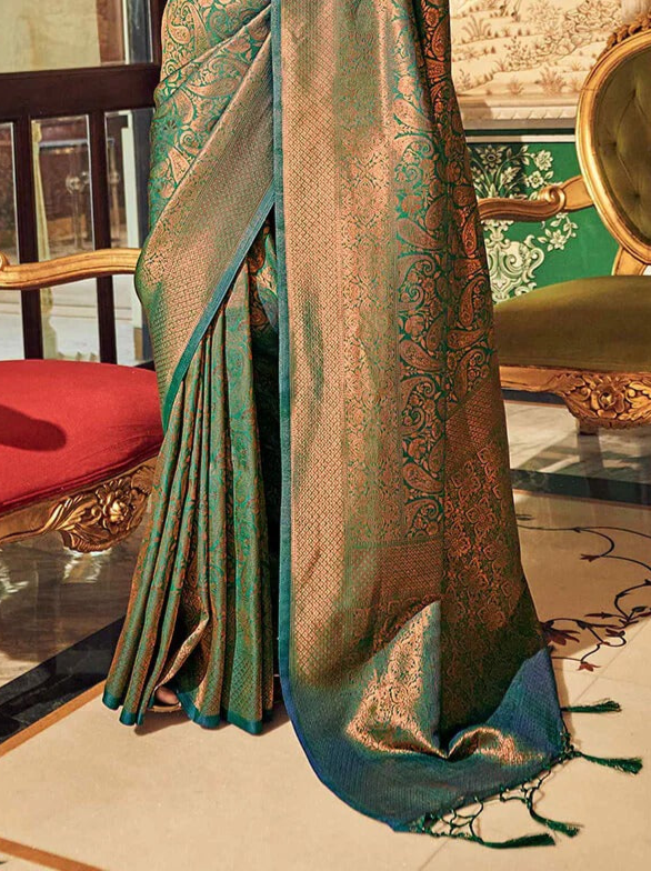 Ananta Green Kanjivaram Zari Weaving Silk Saree