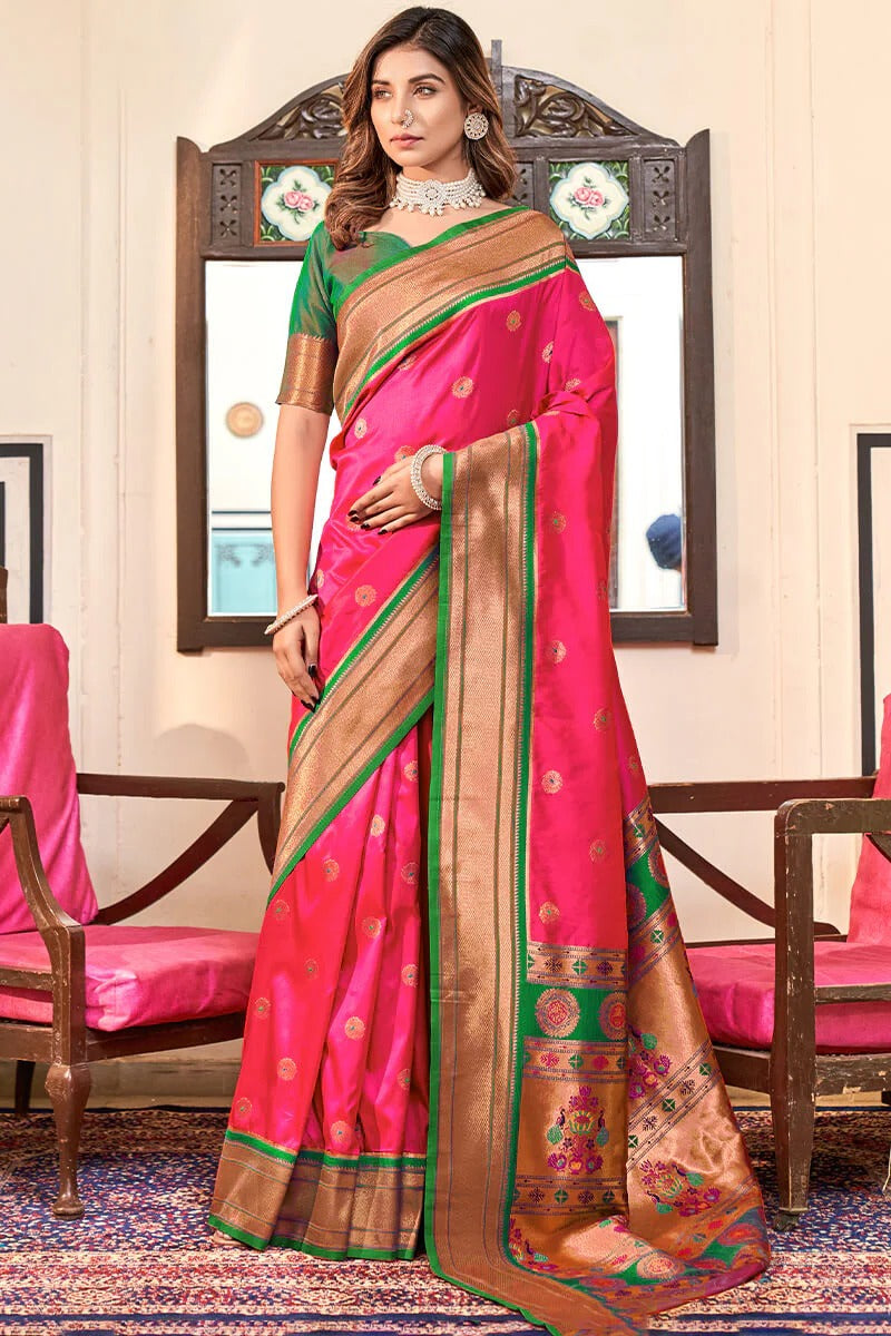 Apporva Red Pure Soft Paithani Silk Weaving Saree