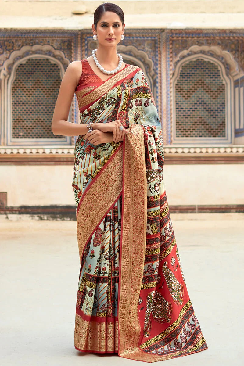 Saaria Almond Dola Silk Printed Saree