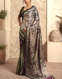 Winter Mocha Grey Soft Satin Silk Printed Saree