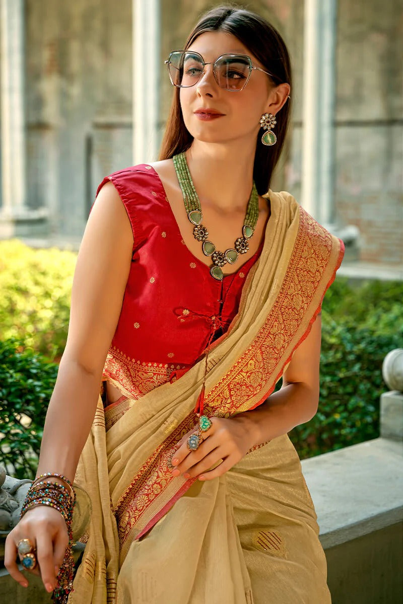 Zil Desert Stone Banarasi Soft Tissue Silk Weaving Saree