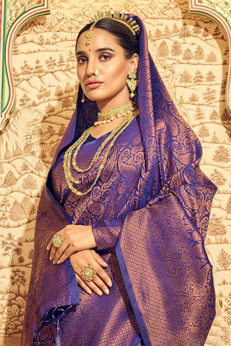 Ananta Royal Blue Kanjivaram Zari Weaving Silk Saree