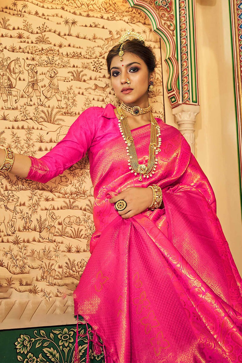 Ananta Pink Kanjivaram Zari Weaving Silk Saree
