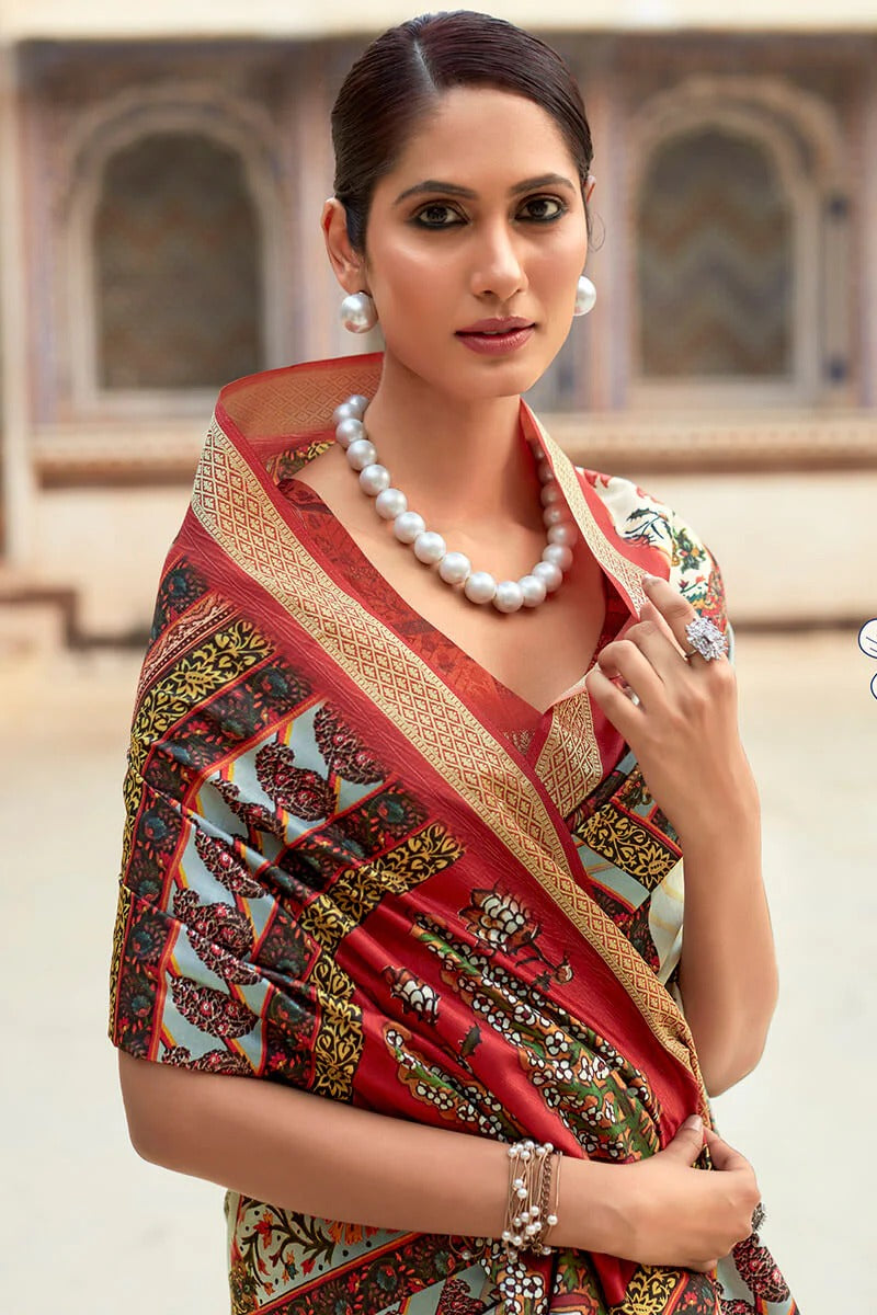 Saaria Almond Dola Silk Printed Saree