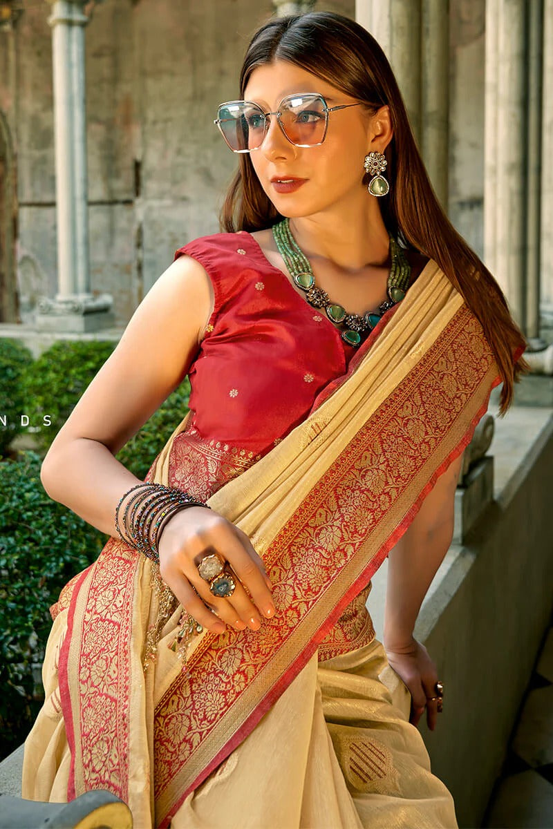 Zil Desert Stone Banarasi Soft Tissue Silk Weaving Saree