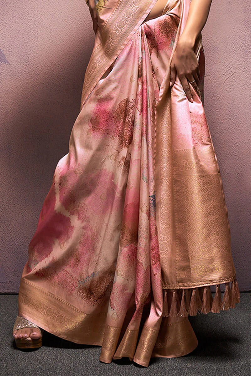 Rangrezza Pinkesh Beige Soft Silk Printed Saree