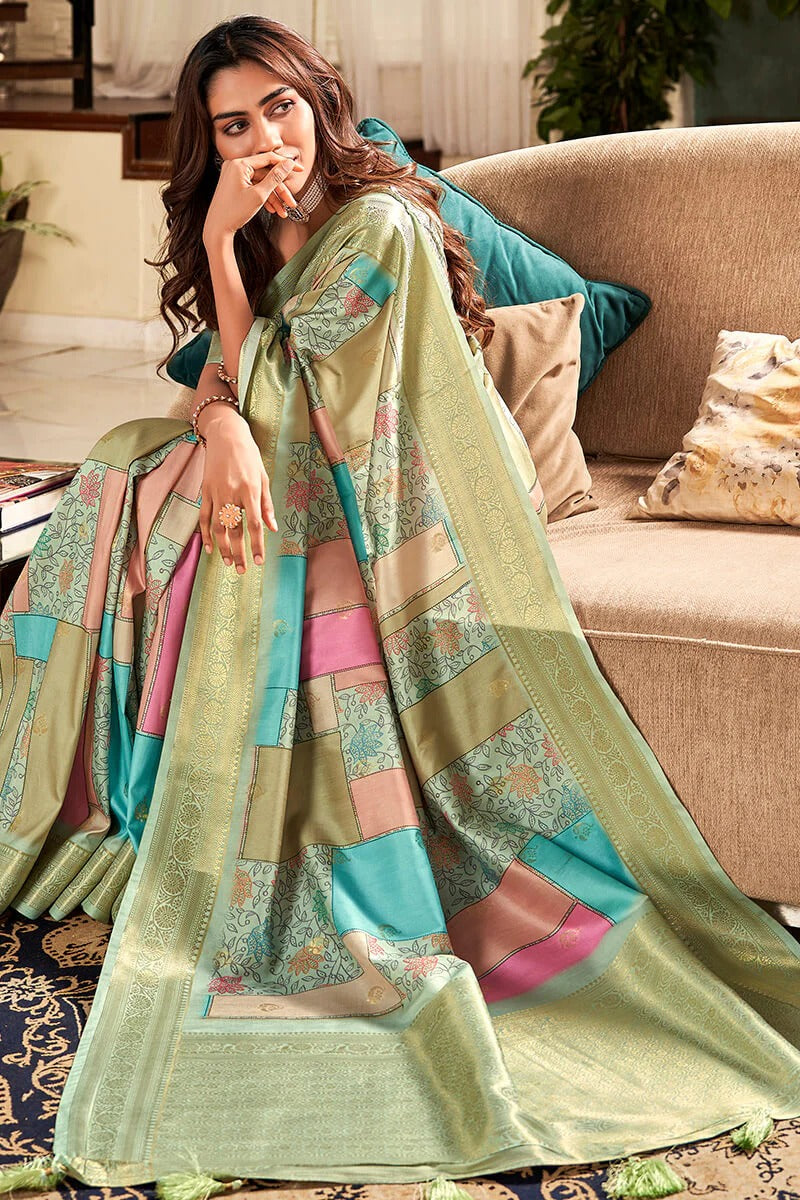 Shrinika Multicolor Pure Soft Silk Printed Saree