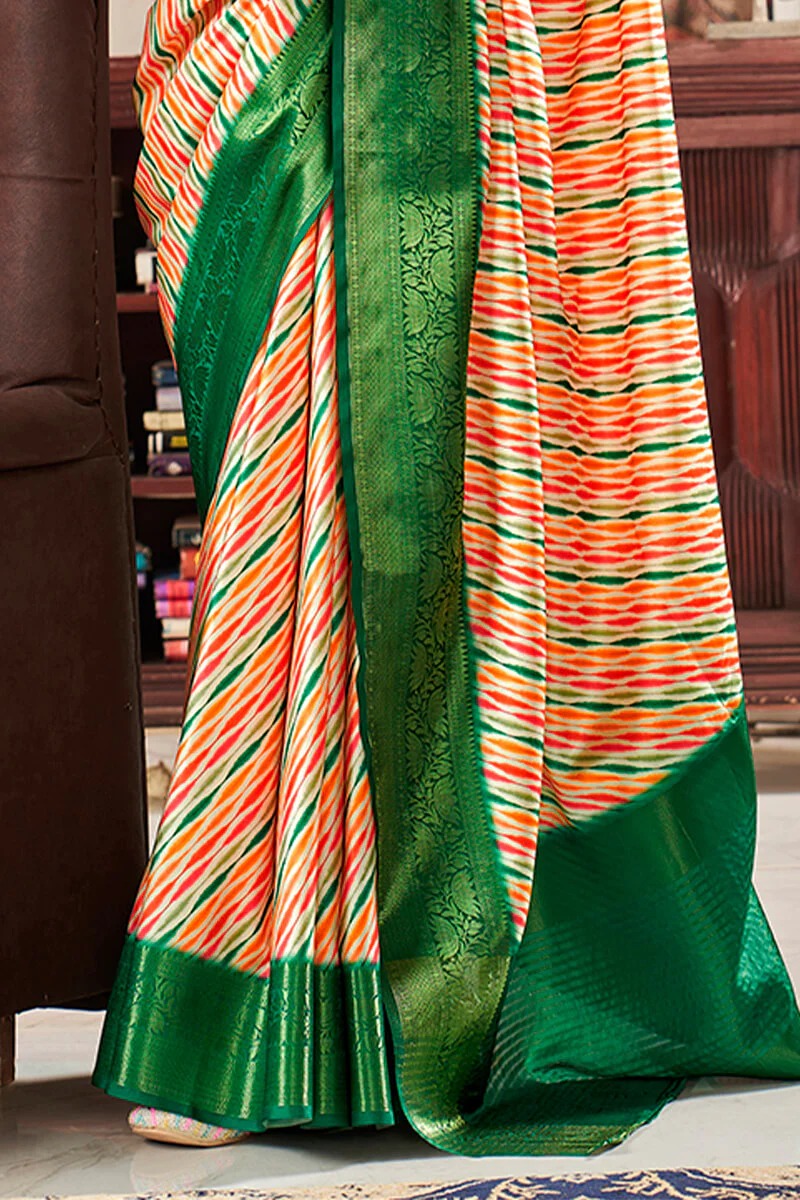 Sunhari Rustic Orchard Pure Satin Silk Printed Saree