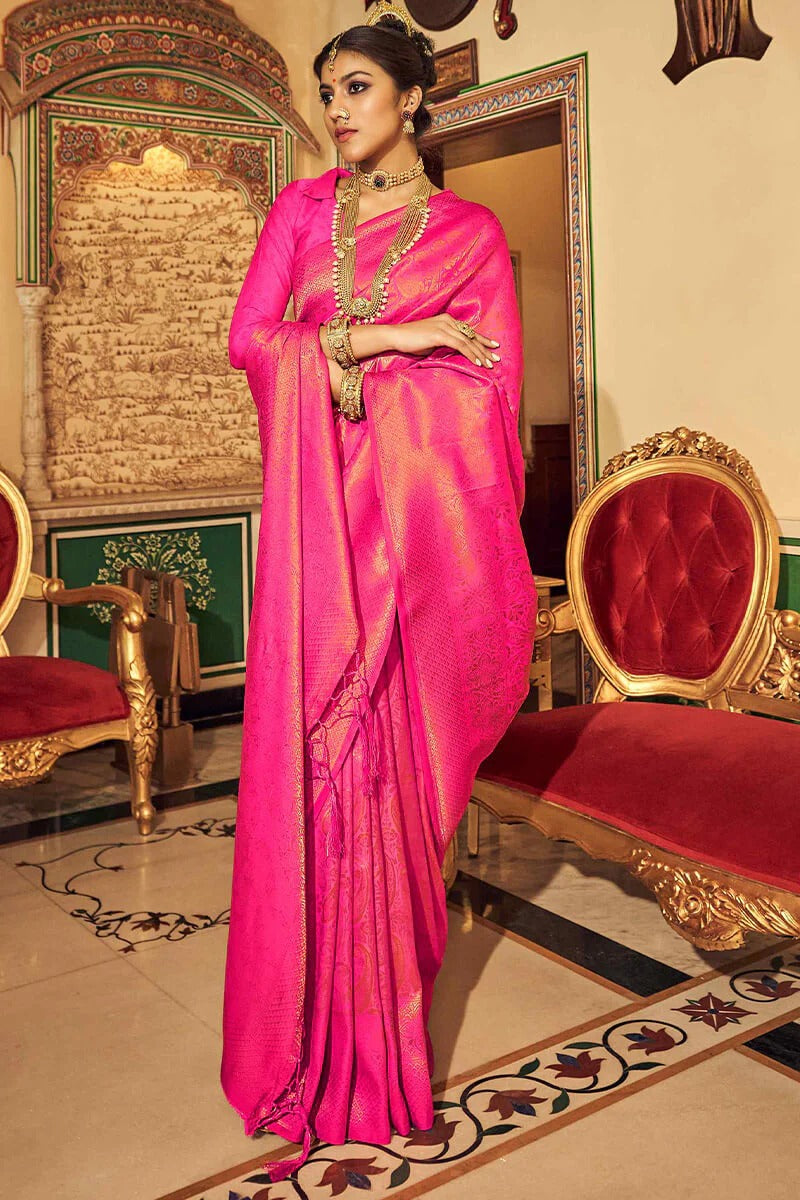Ananta Pink Kanjivaram Zari Weaving Silk Saree