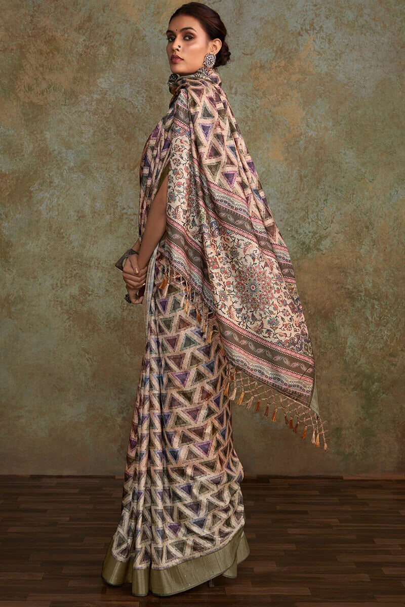 Ritika Shell Pink Soft Silk Printed with Sequence Weaving Saree