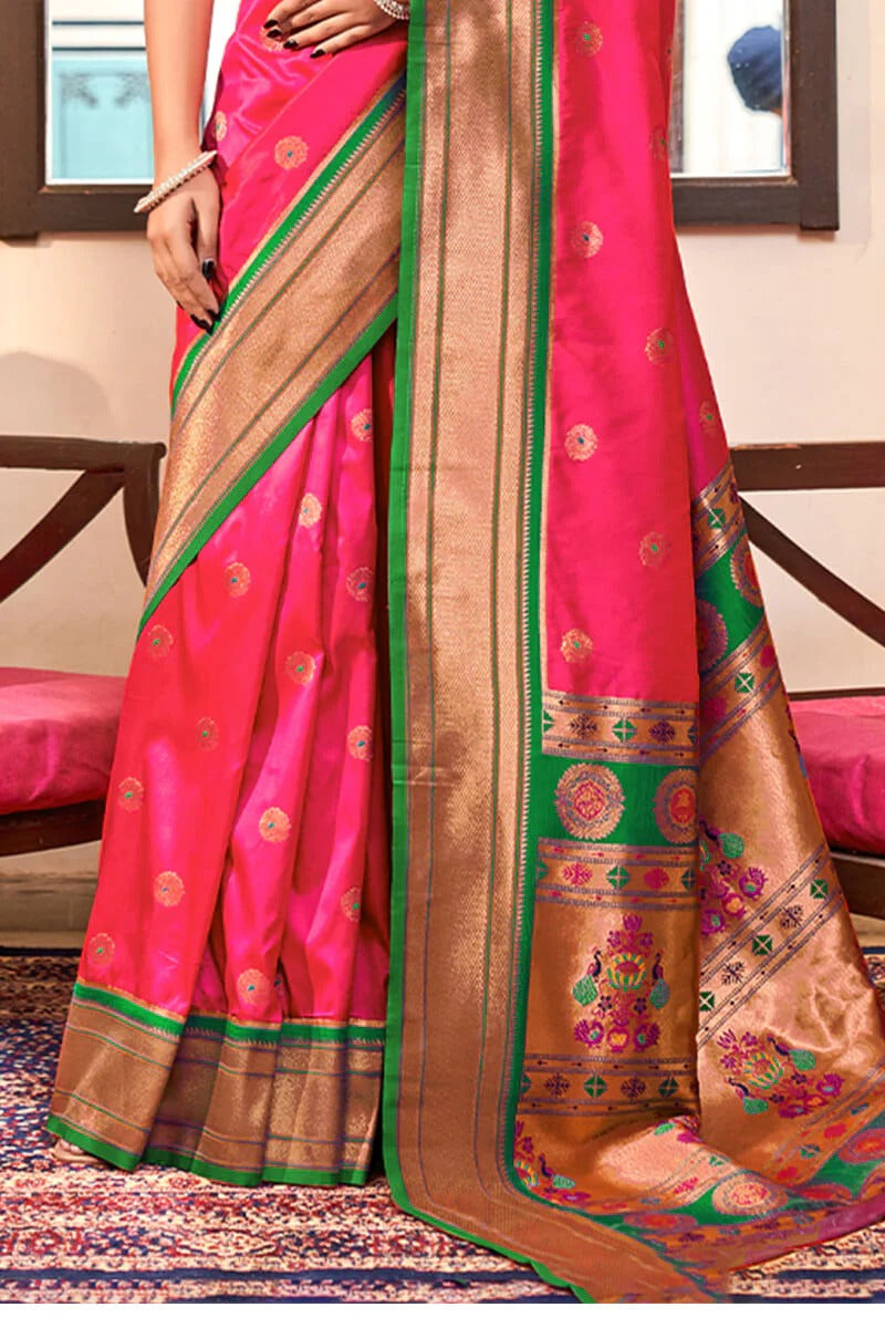 Apporva Red Pure Soft Paithani Silk Weaving Saree