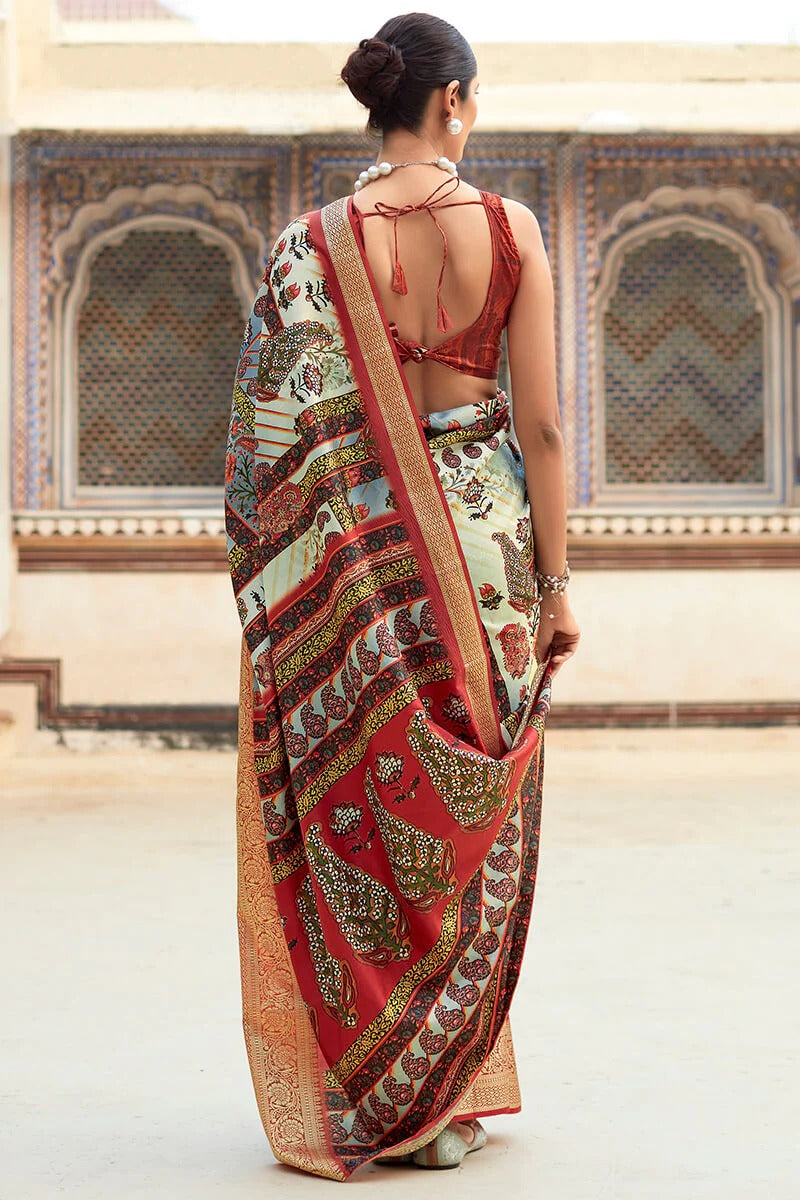 Saaria Almond Dola Silk Printed Saree